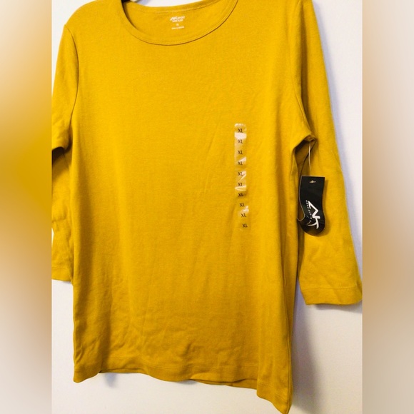 NWT Anne Klein sport golden yellow basic knits shirt size XL - Picture 4 of 5